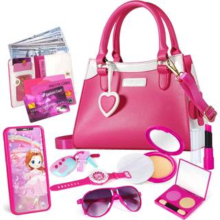 Shemira Play Purse for Little Girls Princess Pueplay Girl Toys For 3 4 5 6 7 8 ?r gammel sm?barnspung med tilbeh?r Kids Toy Purse Gaver til pige