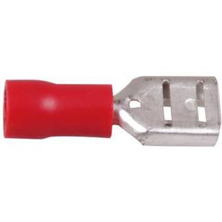 Isolerede fladstik, hun, 4.8 x 0.8 mm, passer til kabel 0.5 - 1.5 mm², 10-pak, rød