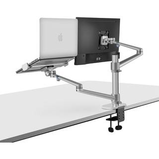 WERGON - Noah - Justerbar Dual Desktop holder - Monitor skærme Max 27 / Laptop 11-17 - Sølv
