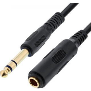 Jack 6.3 mm stereo forlængerkabel - 1 m