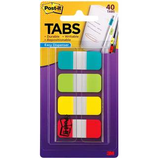 Post-it-faner 625 i fast Aqua Lime Yellow Red 10/Color 40/Dispenser (676-Alyr)