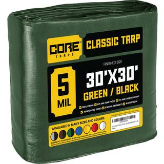 CORE TARPS KLASSIK 5 MIL TARP DÆKNING Vandtæt UV -resistent RIP og tåre Proof Poly Tarpaulin med forstærkede kanter til tagcamping Patio Pool Cov