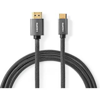 Nedis High Speed HDMI ™ kabel med Ethernet | HDMI™ Stik | HDMI™ Mini-stik | 4K@60Hz | 18 Gbps | 2.00 m | Runde | Bomuld | Antracit / Gun Metal Grå | Cover Window Box