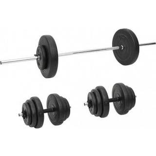 vægtstang og håndvægt med skiver 60 kg