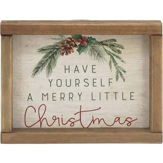 Har dig selv en gl?delig lille jul mini tr? bordplade skilt retro jul fritst?ende indretning
