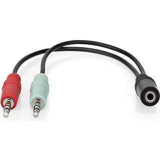 Nedis Stereo Audio kabel | 3.5 mm Hunstik | 2 x 3,5 mm Hanstik | Nikkelplateret | 0.20 m | Runde | Sort | Box