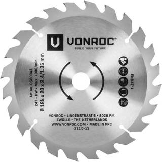 VONROC Savklinge - 185x20mm | Universel | 24 tænder | Velegnet til træ