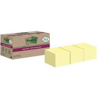 Post-it Super Sticky Recycled notesblok 76x76mm gul 18stk