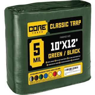 CORE TARPS KLASSISK 5 MIL TARP DÆKNING VANDPROOF UV -RESISTENT RIP OG TÆRE BESKYTTELSE POLY TARPAULIN med forstærkede kanter til tagcamping Patio