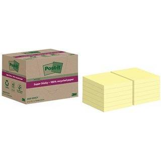 Post-it Super Sticky Recycled notesblok 76x76mm gul 12stk