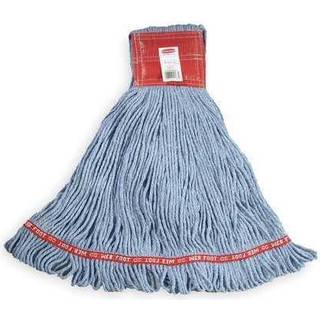 Rumbermaid kommercielle produkter Webfod Krympl?s v?d Mop Hovedudskiftning Stor 5-tommer R?d hovedb?nd Bl? tunge industriel v?d moppe til gulvren