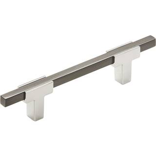 Amerock | Kabinettræk | Poleret krom/sort krom | 3-3/4 tommer (96 mm) Center til centrum | Urbanit | 1 pakke | Skuffet træk | Skuffehåndtag | Ska