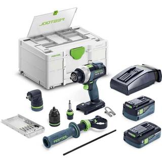 Skruemaskine Festool QUADRIVE TDC 18/4 5,0/4,0 I-Set;  18 V; 5,0 Ah + 4,0 Ah batt.