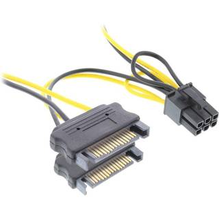 Intern splitter adapter - 2 x 15 Pin S-ATA han til 6 Pin PCIe