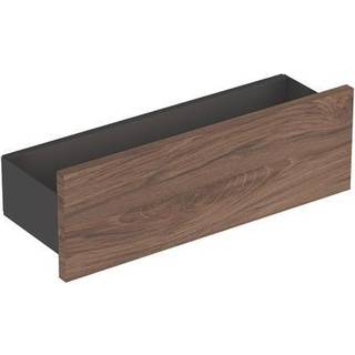 Geberit Smyle Square væghylde: B=45cm, H=14.8cm, T=15cm, lava / pulverlakeret mat, Nøddetræ hickory / melamin træstruktur