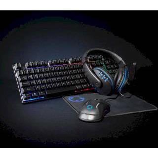 Nedis - Gaming Combo Kit | 5-i-1 | Tastatur, Headset, Mus og musemåtte | Sort | QWERTY | US layout - GCK51110BKUS