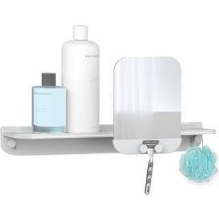 Hefe GLIDE hylde til badet med spejl - lysegrå aluminium