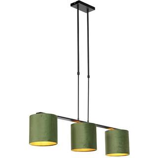 Pendellampe med fløjlsskærme grøn med guld 20cm - Combi 3 Deluxe