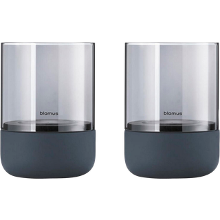 blomus Calma fyrfadsstage Ø7 cm 2-pak Steel gray/Smoke