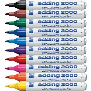 Edding 2000C 999 Permanent marker, rund spids 1,5-3mm, 10 assorterede