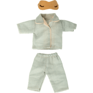 Maileg Tøj Til Far Mus - Blåternet Pyjamas med Sovemaske