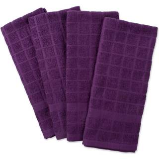 DII Solid Aubergine Windowpane Terry Vishtowel (Sæt på 4)