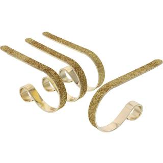 Haute Decor the Original Mantleclip Stocking Holder - 4 Pack (Glitter Gold) - H?ng julestr?mper sikkert og sikkert fra manteller op til 3 inches