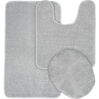 Garland Rug Gramercy Plush Polypropylen Vaskbart badetæppet sæt 3 stykke (toilet låg cover kontur tæppe 20 """" X34 'badetæpper) sølv