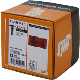 Spit profilskrue P-Screw TT 4,2x13 1000stk sortf. løs 154130 t/samling af 2,5mm stål