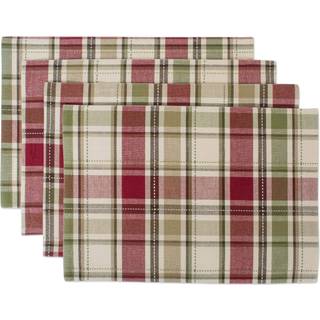 Dii Fall & Thanksgiving Spisebord d? Kor Genanvendeligt bomuldsstof Placemat Set 13x19 Rustik Homespun Plaid 4 Piece