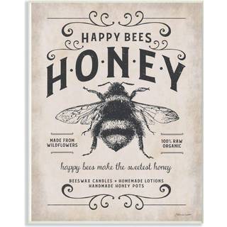 Stupell Industries Honey Bee Rustic Farm struktureret orddesign v?gplak 10 x 15 flerfarve