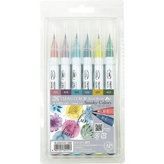 ZIG Clean Color Pensel Pen Sæt m. 6 stk Smokey colors