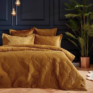 Paoletti Palmeria Quilted Duvet Cover and Oxford Border Pillowcase SetDobbelt
