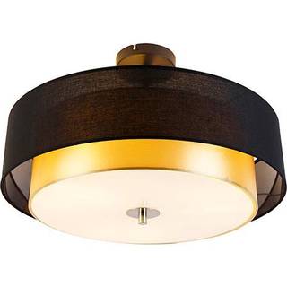 Moderne loftslampe sort med guld 50 cm 3-lys - Drum Duo