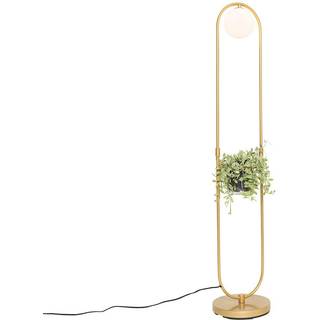 Art Deco gulvlampe guld med hvidt glas - Isabella