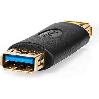 Nedis USB-A Adapter | USB 3.2 Gen 1 | USB-A Hun | USB-A Hun | 5 Gbps | Runde | Guldplateret | Antracit | Box