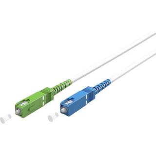 Goobay Lyslederkabel (FTTH), Singlemode (OS2) White, hvid (Simplex), 0,5 m fiberoptisk kabel, stik SC-APC (8°) > SC stik (UPC), halogenfri kabelkappe (LSZH)