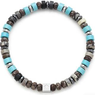 SAMIE armbånd stål med turquoice perler x3009swsturquoice17
