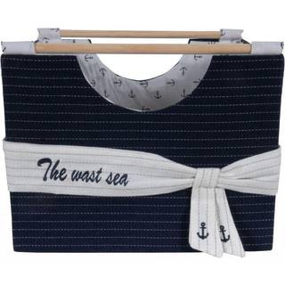 Homeroots 12 """" x 12,5 """" x 9,5 """" Vitblå vikbar tyg - korguppsättning av 3