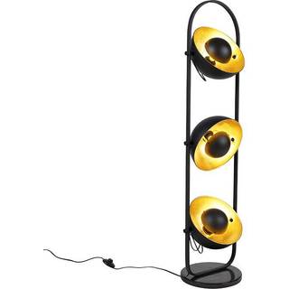 Industriel gulvlampe sort med guld 3-lys - Magnax