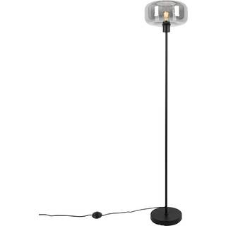 Sort Art Deco gulvlampe med røgglas - Bizle