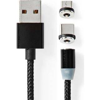 Nedis USB-kabel | USB 2.0 | USB-A Han | USB Micro-B han / USB-C™ Han | 10 W | No Data Transfer | Nikkelplateret | 2.00 m | Runde | Nylon | Sort | Box