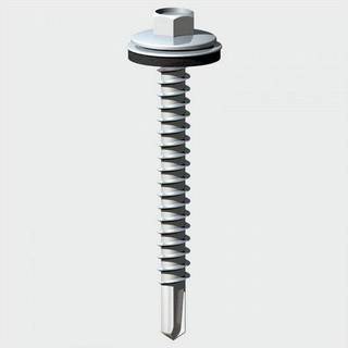 TIMco L32W16B Hex Nr. 3 Selvborende Skrue med 16 mm skive sølv Ruspert-belægning 5,5 x 32 mm Æske med 100 stk
