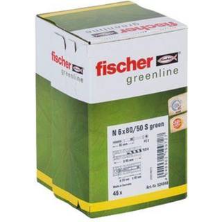 Fischer sømdybel n 6x80/50 s green nylon med elf skrue uh 45/pak
