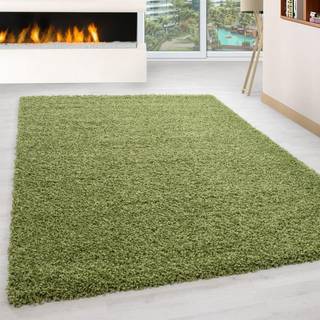 Life Rund Shaggy tæppe Ensfarvet - Grøn - 80x80 (Rund)