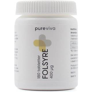 Pureviva Folsyre 400 µg (180 tabl)
