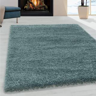 Sydney Shaggy tæppe Ensfarvet - Aqua - 200x290