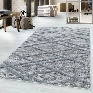Pisa Rund Shaggy tæppe Boho - Grå - 80x80 (Rund)