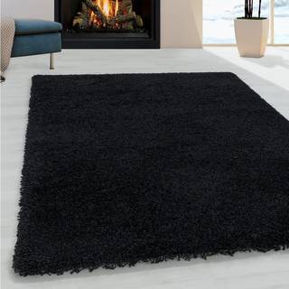 Sydney Shaggy Tæppeløber Ensfarvet - Sort - 80x250 (Løber)