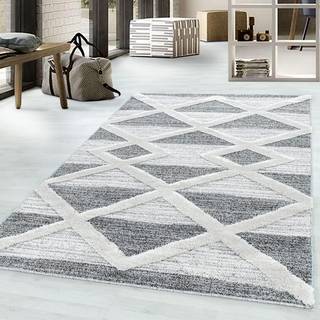 Pisa Shaggy Tæppeløber Geometrisk - Grå - 60x110 (Løber)